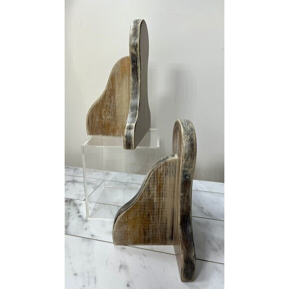 Vintage Solid Wood Bookends Distressed Hand Made MCM Modern Farmhouse Primitive - Picture 3 of 9